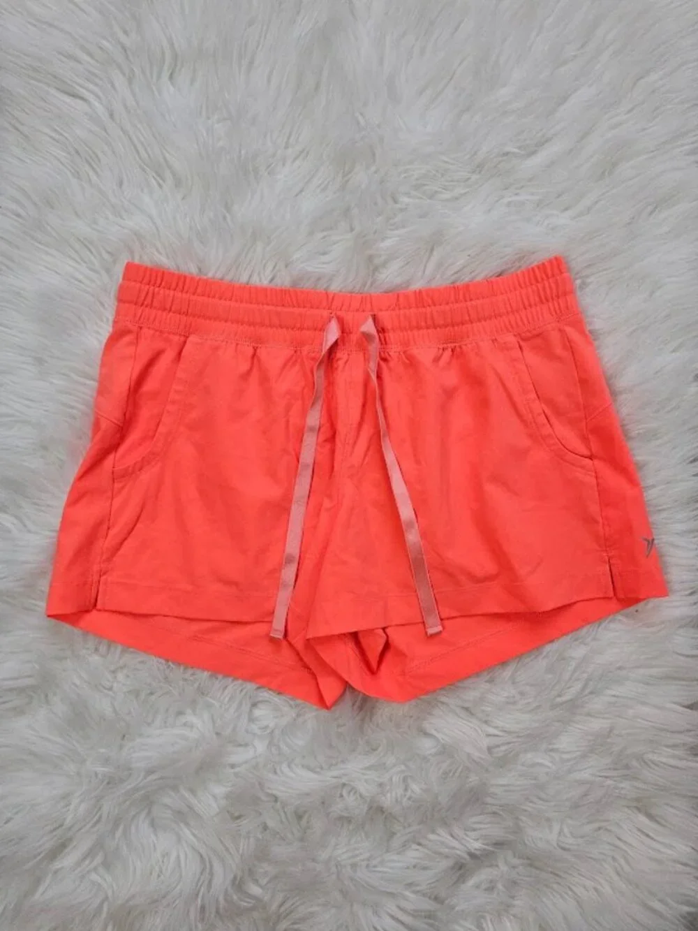 Old Navy Neon Pink Track Shorts Coral Running Drawstring Gym Size Small Women's